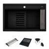 Ruvati 34-inch epiCube Granite Composite Quartz Workstation Matte Black Drop-in Topmount Kitchen Sink - RVG1634BK