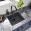 Ruvati 17 x 17 inch Granite Composite Quartz Undermount Single Bowl Wet Bar Prep Sink - Midnight Black - RVG2018BK
