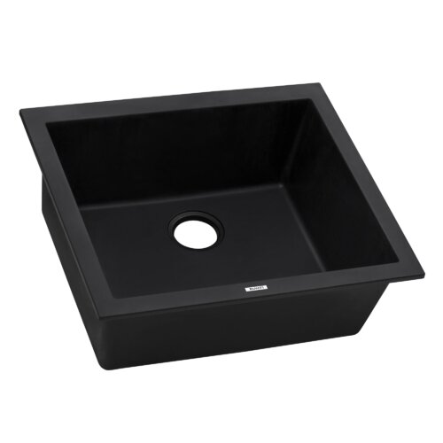 Ruvati 21 x 18 inch Granite Composite Quartz Undermount Single Bowl Wet Bar Prep Sink - Midnight Black - RVG2021BK