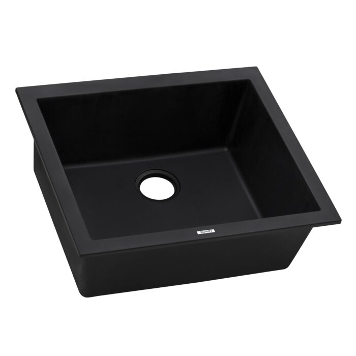 Ruvati 21 x 18 inch Granite Composite Quartz Undermount Single Bowl Wet Bar Prep Sink - Midnight Black - RVG2021BK