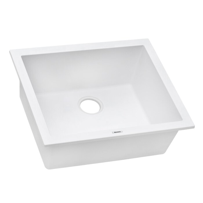 Ruvati 21 x 18 inch Granite Composite Quartz Undermount Single Bowl Wet Bar Prep Sink - Arctic White Matte - RVG2021WH