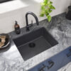 Ruvati 23 x 17 inch Granite Composite Quartz Undermount Single Bowl Wet Bar Prep Sink - Midnight Black - RVG2023BK