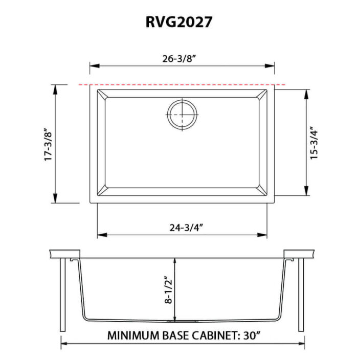 Ruvati 27 x 18 inch Granite Composite Quartz Undermount Single