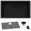 Ruvati 30 x 18 inch Granite Composite Quartz Undermount Single Bowl Kitchen Sink - Midnight Black - RVG2030BK