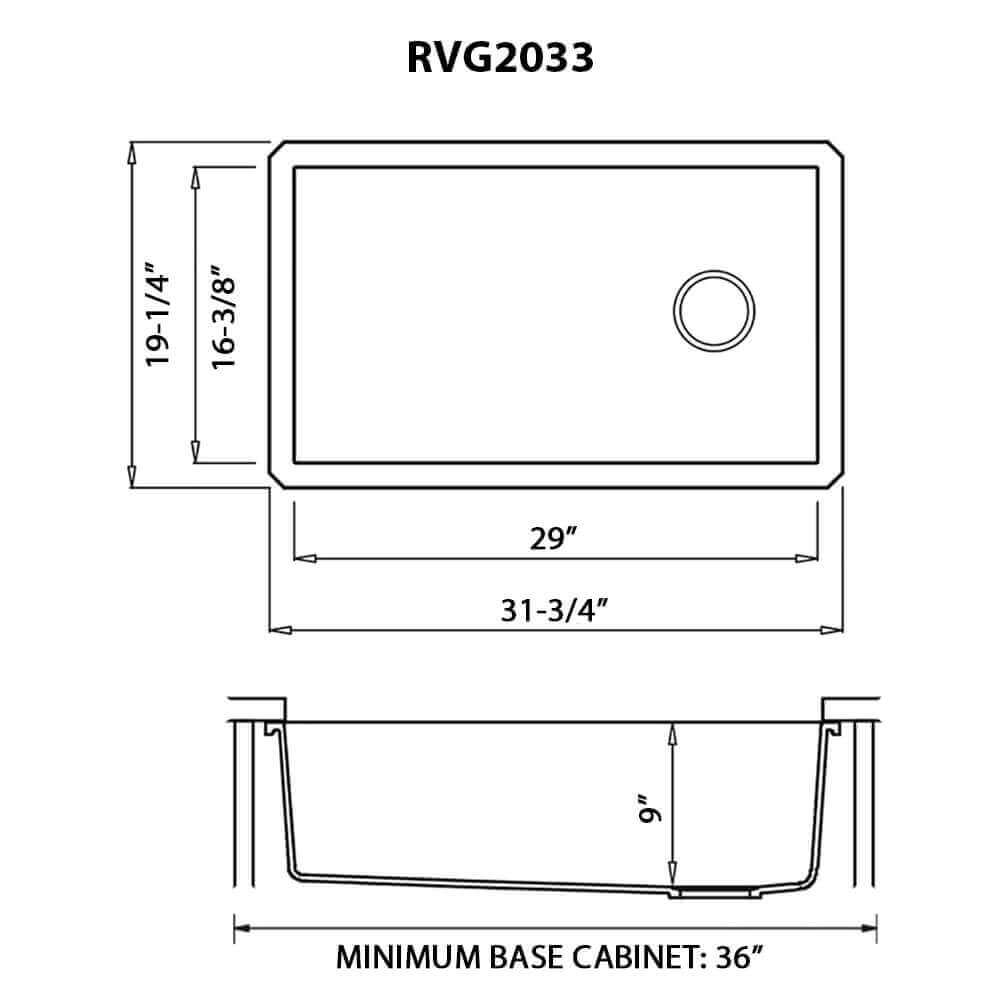 32 x 19 inch epiGranite Undermount Granite Composite Single Bowl Kitchen Sink - Catalina Blue - RVG2033LU view 5