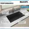 Ruvati 32 x 19 inch epiGranite Undermount Granite Composite Quartz Single Bowl Kitchen Sink - Midnight Black - RVG2033BK