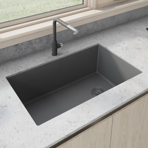 Ruvati 32 x 19 inch epiGranite Undermount Granite Composite Quartz Single Bowl Kitchen Sink - Urban Gray - RVG2033UG