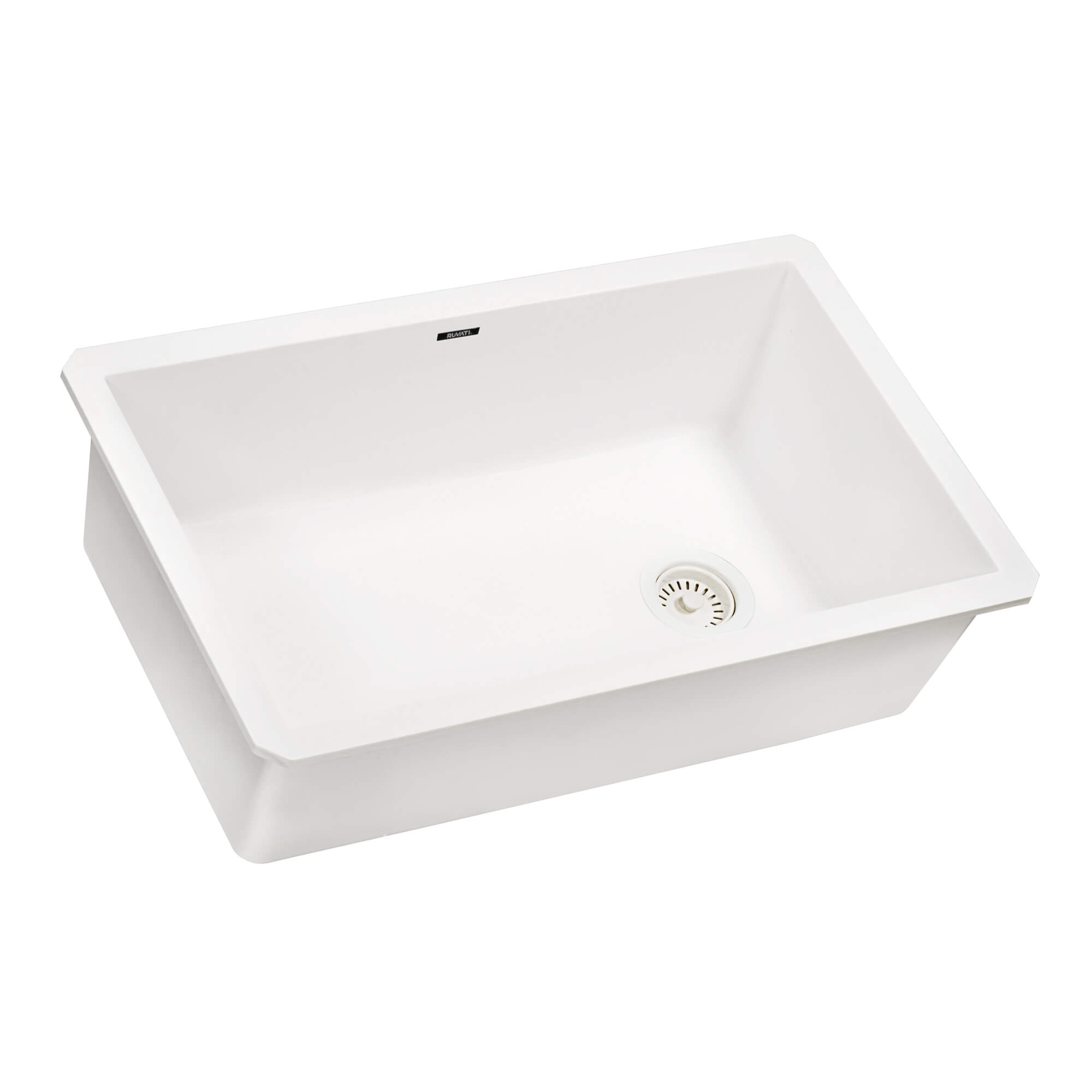 Arctic White RVG2033WH Ruvati 32 x 19 inch Undermount Granite Composite Single Bowl Kitchen Sink