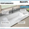 Ruvati 32 x 19 inch epiGranite Undermount Granite Composite Quartz Single Bowl Kitchen Sink - Arctic White Matte - RVG2033WH