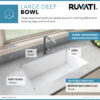 Ruvati 32 x 19 inch epiGranite Undermount Granite Composite Quartz Single Bowl Kitchen Sink - Arctic White Matte - RVG2033WH