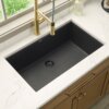 Ruvati 32 x 19 inch Granite Composite Quartz Undermount Single Bowl Kitchen Sink - Midnight Black - RVG2083BK