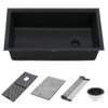 Ruvati 33-inch Undermount Workstation Granite Composite Quartz Kitchen Sink Matte Black - RVG2302BK