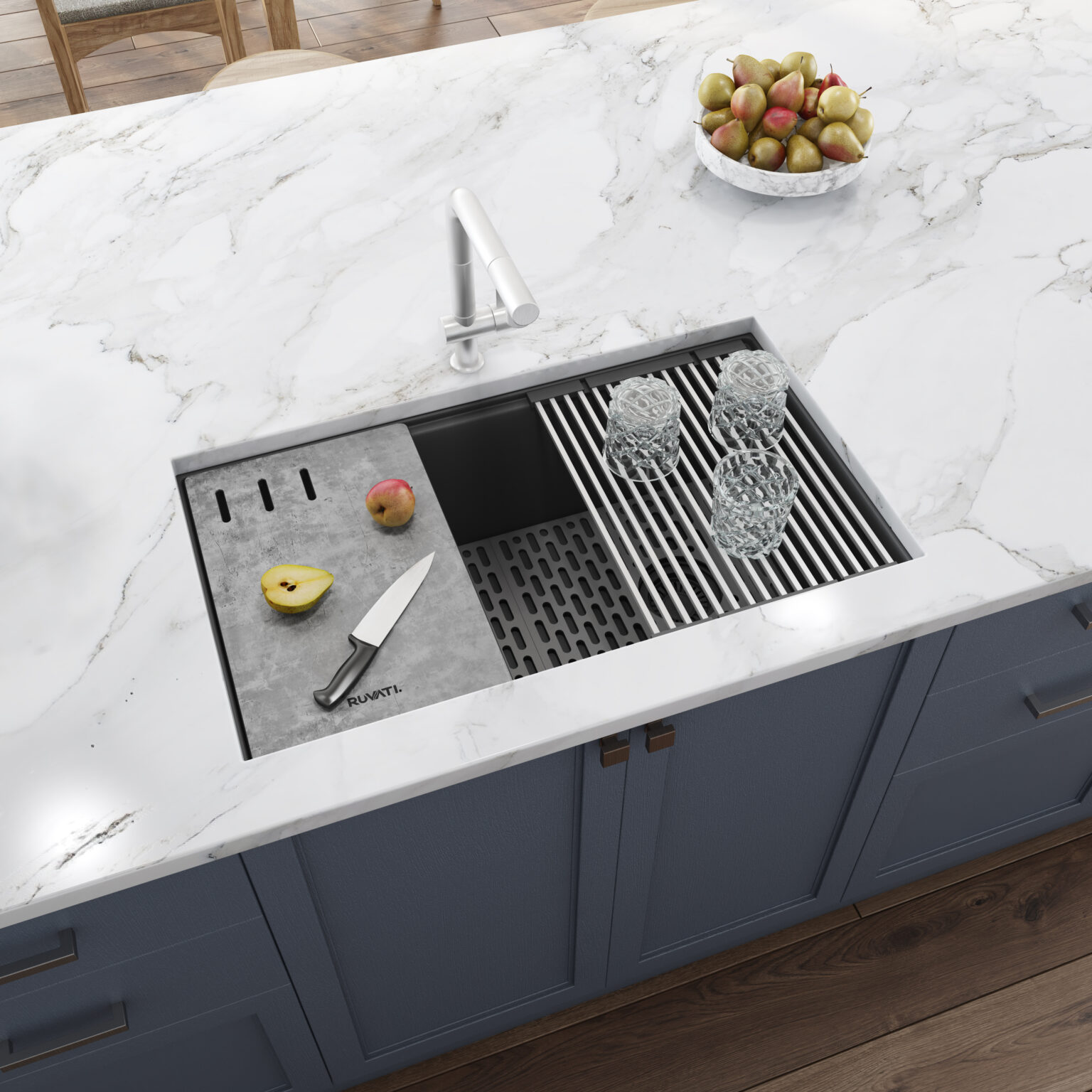 Ruvati 33inch Undermount Workstation Granite Composite Kitchen Sink