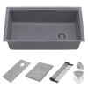 Ruvati 33-inch Undermount Workstation Granite Composite Quartz Kitchen Sink Urban Gray - RVG2302UG