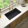 Ruvati 32-inch Undermount Workstation Granite Composite Quartz Kitchen Sink Matte Black - RVG2306BK