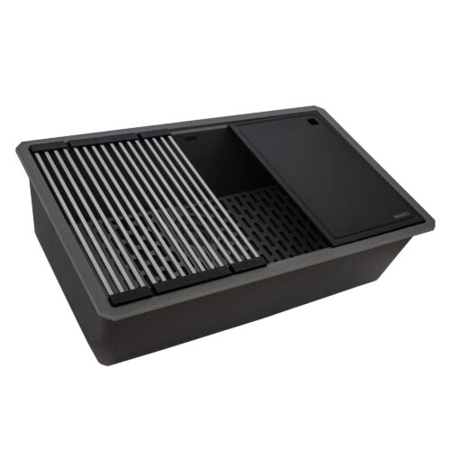 Ruvati 32-inch Undermount Workstation Granite Composite Quartz Kitchen Sink Urban Gray - RVG2306UG