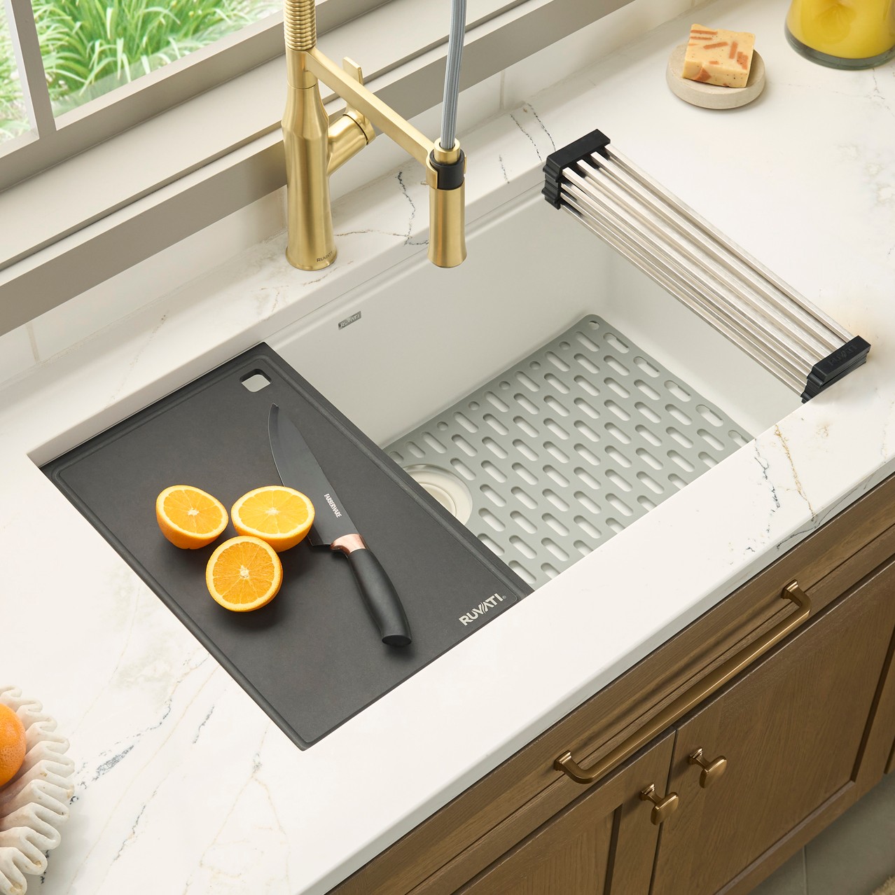 White Under-Mount Workstation Sink for Kitchen: Ultimate Style & Function