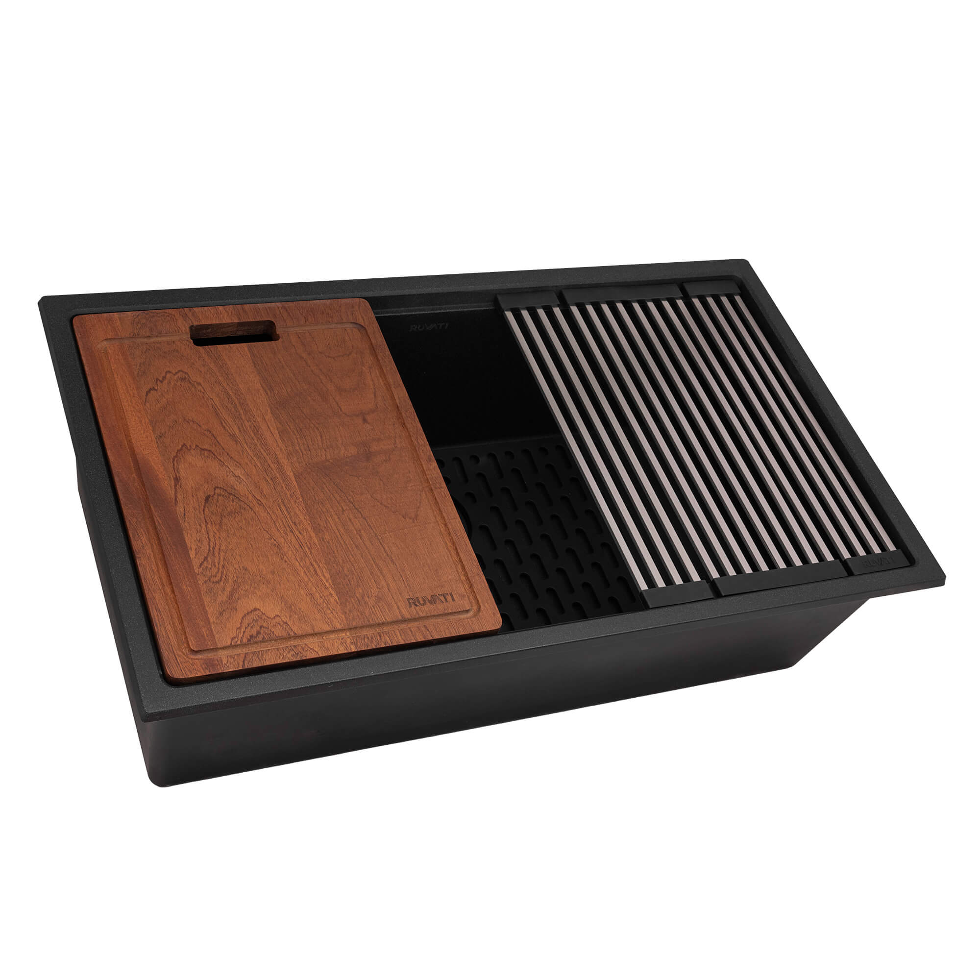 Ruvati 33-inch epiRock Workstation Charcoal Black Undermount 