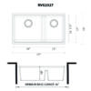Ruvati 33-inch epiRock Workstation Warm White Double Bowl Undermount Kitchen Sink - RVG2327WB