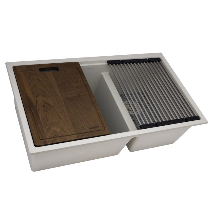 Warm White Double Bowl Kitchen Sink