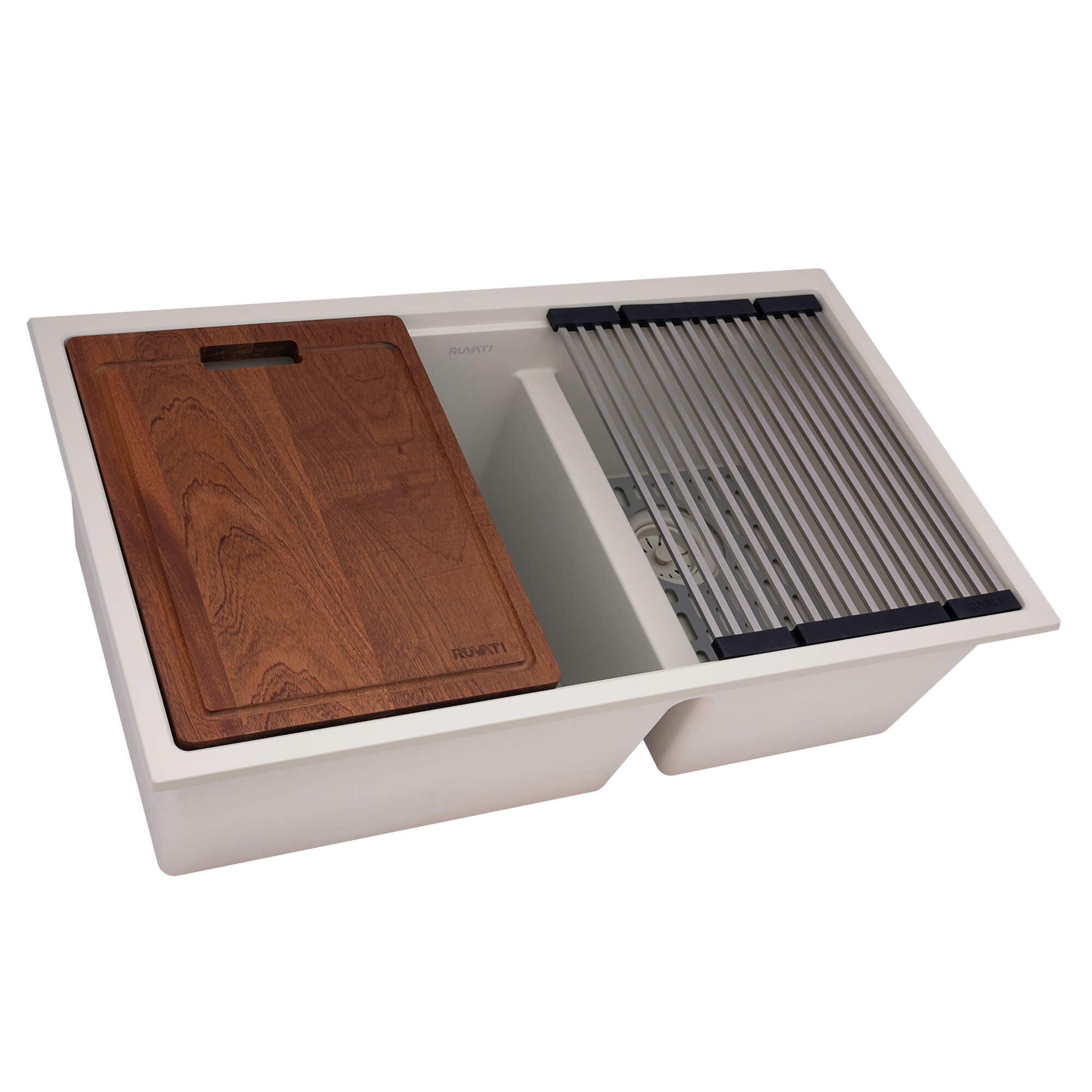 Warm White Double Bowl Kitchen Sink