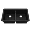 Ruvati 32-inch Undermount Workstation Granite Composite Quartz Kitchen Sink 50/50 Double Bowl - Midnight Black - RVG2343BK