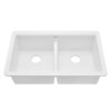 Ruvati 32-inch Undermount Workstation Granite Composite Quartz Kitchen Sink 50/50 Double Bowl - Arctic White Matte - RVG2343WH