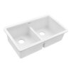 Ruvati 32-inch Undermount Workstation Granite Composite Quartz Kitchen Sink 50/50 Double Bowl - Arctic White Matte - RVG2343WH