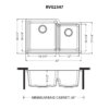 Ruvati 33 x 20 inch Granite Composite Quartz Undermount Double Bowl Kitchen Sink - Arctic White - RVG2347WH