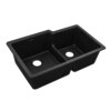 Ruvati 33 x 20 inch Granite Composite Quartz Undermount Double Bowl Kitchen Sink - Midnight Black - RVG2347BK