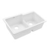 Ruvati 33 x 20 inch Granite Composite Quartz Undermount Double Bowl Kitchen Sink - Arctic White Matte - RVG2347WH