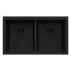 Ruvati 33 x 19 inch Granite Composite Quartz Undermount Low Divide Double Bowl Kitchen Sink - Midnight Black - RVG2385BK