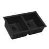 Ruvati 32 x 19 inch Granite Composite Quartz Undermount Double Bowl Kitchen Sink - Midnight Black - RVG2388BK