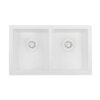 Ruvati 32 x 19 inch Granite Composite Quartz Undermount Double Bowl Kitchen Sink - Arctic White Matte - RVG2388WH