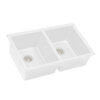 Ruvati 32 x 19 inch Granite Composite Quartz Undermount Double Bowl Kitchen Sink - Arctic White Matte - RVG2388WH