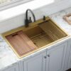 Matte Gold Workstation Drop-in Sink