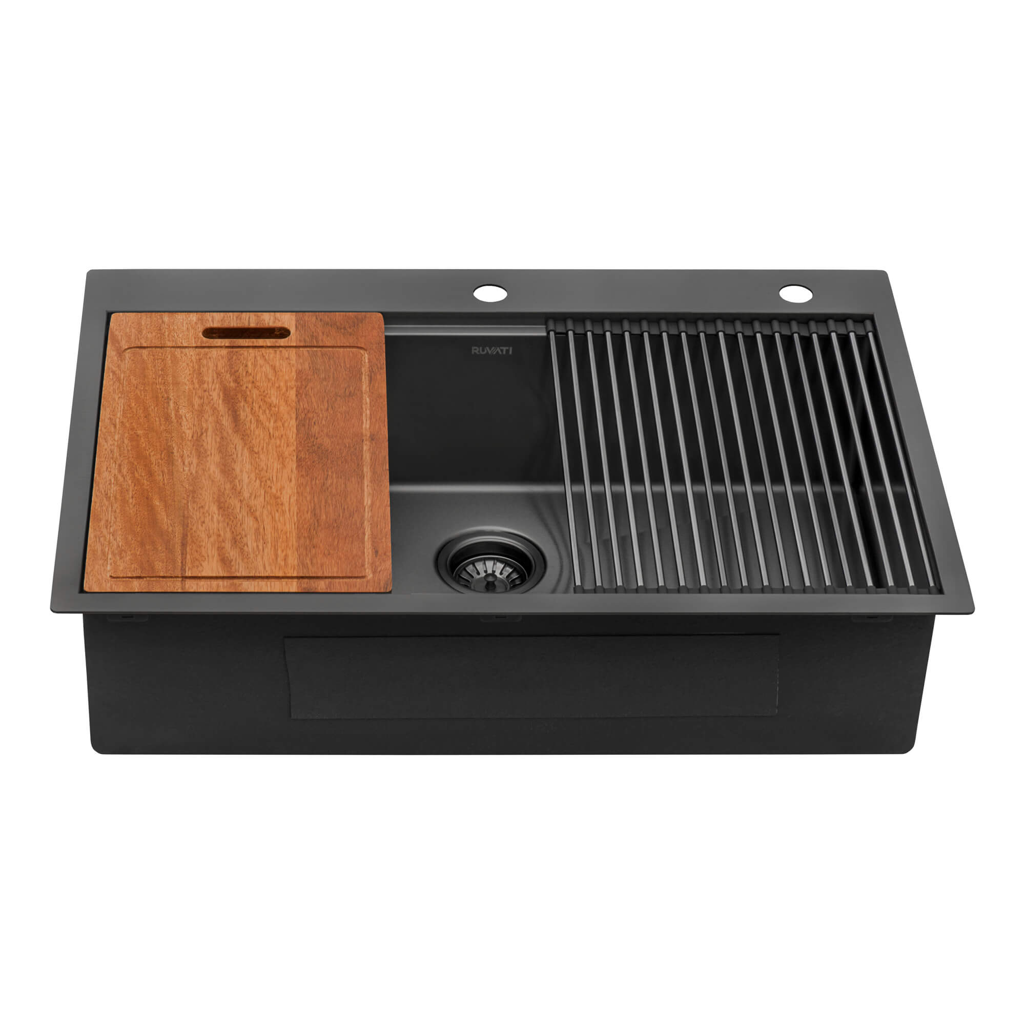 33 inch Gunmetal Black Stainless Steel Workstation Drop-in Topmount Kitchen Sink Single Bowl - RVH5003BL view 1