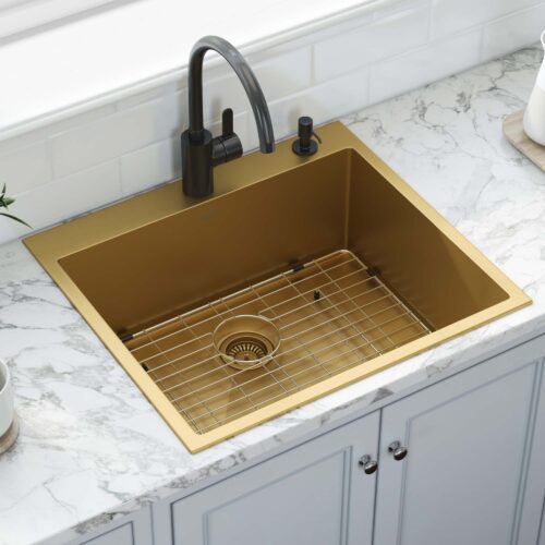 Matte Gold Topmount Bowl Sink