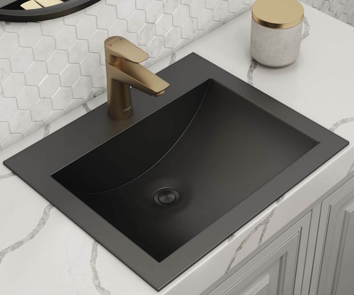 Ruvati 21 x 17 inch Gunmetal Black Drop-in Topmount Bathroom Sink