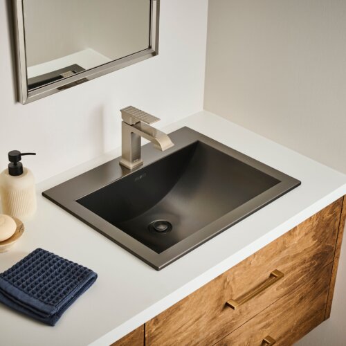 Ruvati 21 x 17 inch Gunmetal Black Drop-in Topmount Bathroom Sink Stainless Steel - RVH5110BL