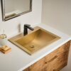 Ruvati 21 x 17 inch Brushed Gold Drop-in Topmount Bathroom Sink Stainless Steel - RVH5110GG