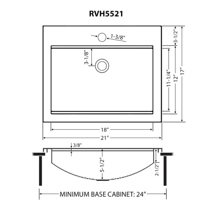 Ruvati 21 x 17 Bathroom Workstation Sink Drop in Topmount in Stainless Steel - RVH5521ST