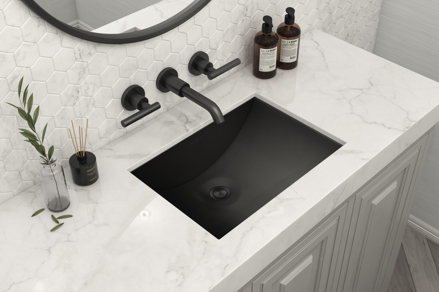 Ruvati 16 x 11 inch Gunmetal Black Undermount Bathroom Sink Stainless ...