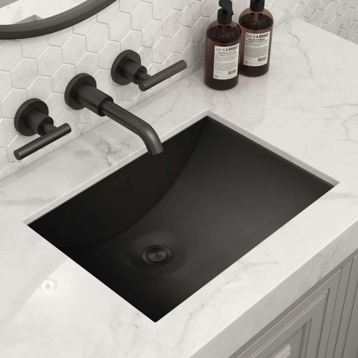 20 X 16 Inch Bathroom Vessel Sink Silver Decorative Art Above Vanity Counter Black Ceramic - RVB2016BS - USA