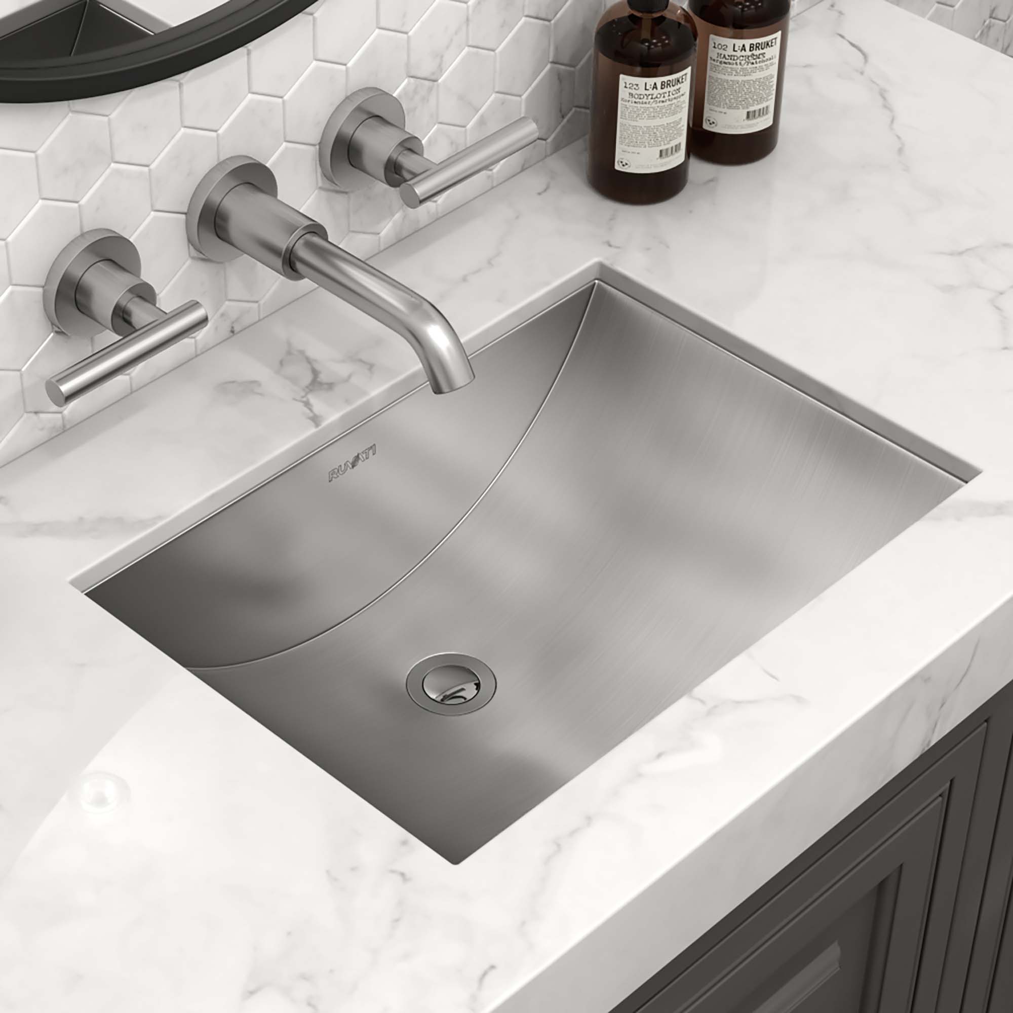 Ruvati 18 x 12 inch Brushed Stainless Steel Rectangular Bathroom Sink Undermount RVH6110