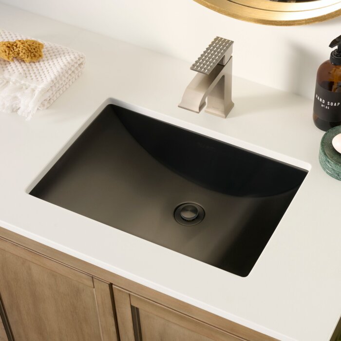 Ruvati 18 x 12 inch Gunmetal Black Stainless Steel Rectangular Bathroom Sink Undermount - RVH6110BL