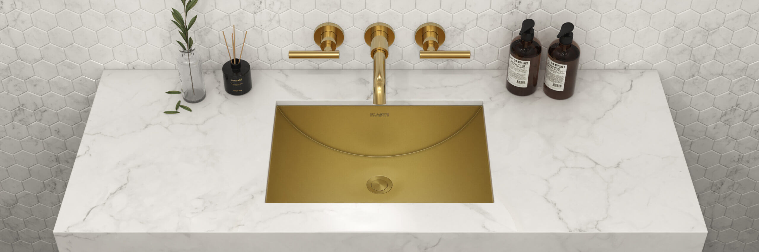 Ruvati 18 x 12 inch Brushed Gold Rectangular Bathroom Sink