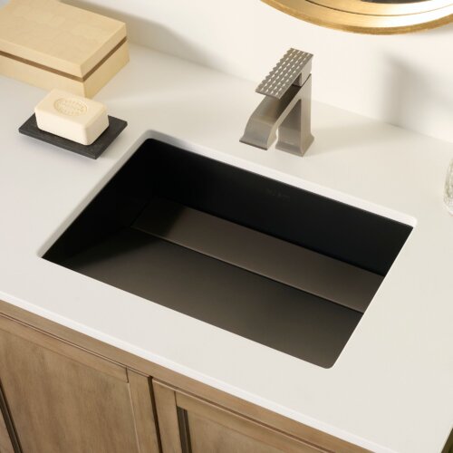 Ruvati 20 x 14 inch Gunmetal Black Stainless Steel Undermount Ramp Bathroom Sink Stainless Steel - RVH6140BL