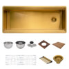 Ruvati 45-inch Matte Gold Stainless Steel Workstation Two-Tiered Ledge Undermount Kitchen Sink - RVH6333GG