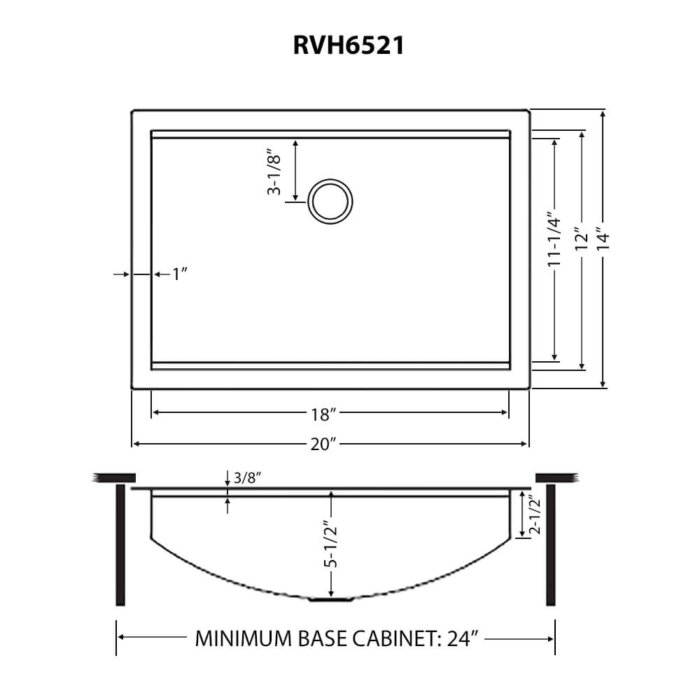 Ruvati 20 x 14 Workstation Bathroom Undermount Sink in Stainless Steel - RVH6521ST